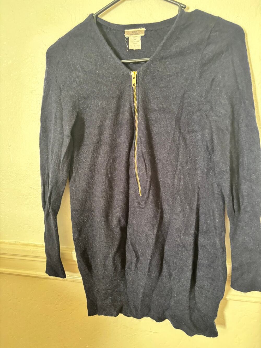 J.Crew 100% Cashmere Half Zip Sweater Women’s Medium Dark Navy Blue
